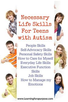 Have a teen with autism? Check out our Necessary Life Skills for Teens with Autism and learn what skills you can help teach them as they transition to adulthood. Check them out at www.learningforapurpose.com Life Skills For Teens, Skills For Kids, Self Advocacy, Living Skills, Life Skills Activities, Life Skills Special Education, High Functioning, Life Learning