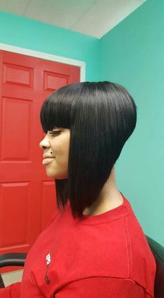 Symmetrical Bobs For Black Women, Black Makeup Ideas, Bob Shaved Side Black Women, Asymmetrical Bob Quick Weave, Asymetrical Bobs Short Black Women, Illusion Part Bob Weave, Bold Hairstyles, Closure Bob, Bob Black