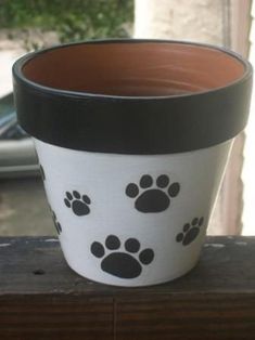 a potted plant with paw prints on it