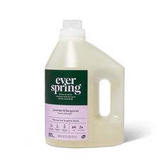 a gallon of ever spring liquid on a white background