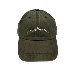 Explore the outdoors! Take a fresh breath of air as you go on a hiking adventure into the mountains, and witness amazing scenery this summer wearing a comfortable, adjustable, adventure cap.  Cap Details: - OSFA - Unisex - 6-paneled - Adjustable  - Low-profile - Unstructured - Sewn-in eyelets - Pre-curved visor - Tri-glide buckle closure - 100% cotton pigment dyed twill - Circumference: 20 ¾" - 22 ⅛"  - Sportsman SP500 Comes in 14 different cap colors:  - Forest Green - Olive Green - Black - Bei Wash Baseball Cap, Hiking Hat, Amazing Scenery, Green Cap, Hat Types, Hiking Adventure, Mountain Peak, Cap Men, Baseball Caps Mens