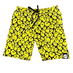 YELLOW Happy MENS SHORTS YELLOW Happy is a 4 way stretch spandex fabric.  Our new Rave shirts for men have arrived! Handmade in shop for that one of a kind style!  Drawstring deep pocket shorts with added elastic waistband! Shorts available in sizes XS-2X Inseam 11 inch Size chart available in photos! Custom sizing available if needed Listing is for shorts only! This item is made to order Please read ALL shop policies before purchasing!  We do NOT offer returns Shipping internationally available Casual Stretch Swim Trunks, Casual Stretch Swim Trunks For Loungewear, Yellow Moisture-wicking Stretch Bottoms, Sporty Yellow Swim Trunks Short Length, Casual Yellow Swim Trunks With Built-in Shorts, Fitted Moisture-wicking Yellow Bottoms, Fitted Yellow Moisture-wicking Bottoms, Sporty Yellow Short Swim Trunks, Sporty Yellow Swim Trunks