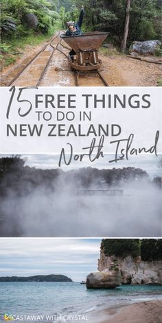 two pictures with the words free things to do in new zealand north island on them