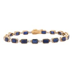 Modern Blue Sapphire and Diamond Tennis Bracelet in 18k Gold Blue Sapphire Bracelet, Vintage Sapphire, Diamond Tennis Bracelet, Modern Blue, Sapphire Color, Sapphire Bracelet, Tennis Bracelet Diamond, Sapphire Stone, Pink Bracelet