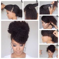 curly bun Gorgeous Updos, Nappy Hair, Makeup Tip, Natural Hairstyle, Gorgeous Hairstyles, Dope Hairstyles, Natural Hair Inspiration, Holiday Hairstyles