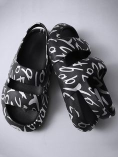 Flip Flops Beach, Mens Sandals Casual, Designer Bathroom, Men Sandals, Comfy Sandals, Home Slippers, Beach Flip Flops, Black Letter