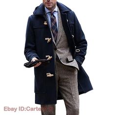 Mens Duffle Coat, Mens Fashion Retro, Country Gentleman, British Style Men, British Gentleman, Wool Overcoat, Long Trench Coat, Trench Jacket, Duffle Coat