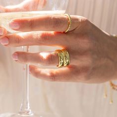 Bold Chunky Stacked Statement Ring in Gold | Uncommon James Uncommon James, Nail Polish Stickers, Chunky Ring, Brass Band, Chunky Rings, Gold Ring Stack, Love More, Size 8 Women, Double Ring