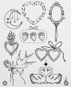 a bunch of tattoos that are drawn on paper