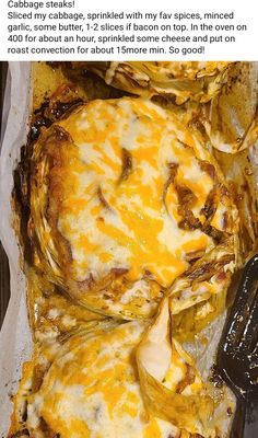 an enchilada casserole in a baking dish with cheese on top