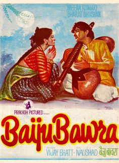 an old movie poster for baji bawaa with two people sitting on the ground