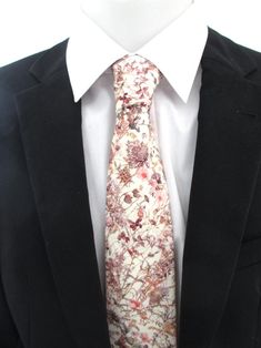 Liberty of London fabric handmade necktie in Wild | Etsy Formal White Suit And Tie Accessories With Floral Print, Formal White Floral Print Suit And Tie Accessories, White Floral Print Tie For Formal Occasions, Elegant Pink Floral Print Tie, Wedding Tie, Liberty Of London Fabric, Flower Soft, Wedding Order, Floral Pocket