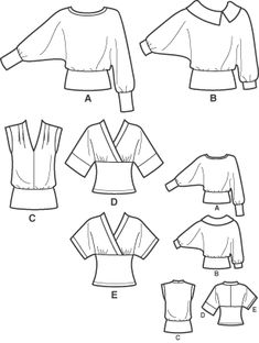 the sewing pattern for a blouse and top