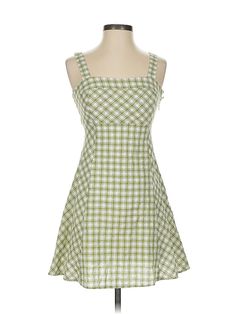 Urban Revivo Casual Dress Size: 4 Green Dresses - used. No Fabric Content, A-Line, Square, Checkered/Gingham, Short, Sleeveless | Urban Revivo Casual Dress - A-Line: Green Checkered/Gingham Dresses - Used - Size 4 Brown Gingham Dress, Green Checkered Dress, Gingham Dresses, Urban Revivo, Green Casual Dress, Green Checkered, Green Dress Casual, Green Dresses, Checkered Dress