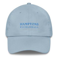 Free Shipping! Introducing our new Hamptons Pickleball Hat. It's comfortable and cool for all your pickleball games out East. 100% chino cotton twill Unstructured, 6-panel 6 embroidered eyelets 3 ⅛” (7.6 cm) crown Adjustable strap with antique buckle Embroidered on the front Adult, Unisex Breathable Cotton Hats For Sports Events, Cotton Flat Bill Dad Hat For Sports, Sporty Cotton Hats For Summer Sports, Summer Cotton Sports Hats, Sporty Summer Cotton Hats For Sports, Sporty Summer Cotton Hats, Six-panel Sports Hat In Cotton, Cotton Golf Cap, Six-panel Cotton Sports Hat