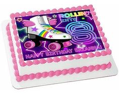 a birthday cake with roller skates on it