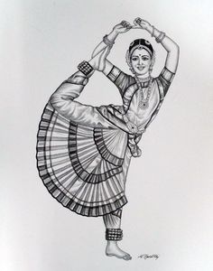 Bharatham Drawing, Odissi Dance Painting, Bharatanatyam Drawing, Dancer Sketch, Odissi Dance, Zantangle Art