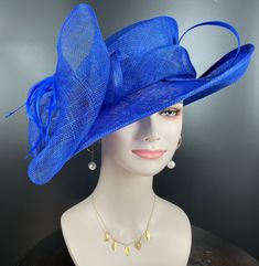 ".Fancy Medium Brim Kentucky Derby Floppy Slant Top Bucket with Flowers  Millinery Church  Hat Fabrication 100% Sinamay Style# bucket Size One size for teens and ladies, adjustable string inside can give you the best fit Head measurement  One size (55cm,  21-5/8, 6-7/8 to 57cm, 22-3/8, 7-18)  Adjustable interior tie band Brim4\" Height 4\" 💃1. All hats will be sent from Rockville, MD, 20850, using FedEx Ground (1- 5 business days if the shipping box circumference is above 263 inches, length + w Adjustable Top Hat With Short Brim For Kentucky Derby, Adjustable Mini Fedora Hats For Races, Adjustable Fedora Mini Hats For Races, Chic Fitted Blue Hat, Chic Blue Fitted Hat, Blue Straw Hat One Size Fits Most, Adjustable Brimmed Mini Hats For Kentucky Derby, Adjustable Fedora Mini Hat For Kentucky Derby, Adjustable Fedora For Kentucky Derby