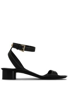 black calf leather triangle logo gold-tone hardware contrast stitching square open toe buckle-fastening ankle strap single toe strap branded footbed low block heel leather sole Chanel 2, Iconic Bags, Triangle Logo, Summer Beach Wear, Flat Boots, Sandals Black, Ballet Flat Shoes, Pump Sandals, Ski Wear