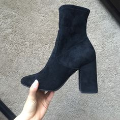 Pretty Much New. Wore It Only A Few Times. Casual Black Heeled Boots For Fall, Casual Heels For Night Out In Fall, Casual Heels For A Night Out In Fall, Black Suede Boots For Fall, Casual Heeled Boots For Night Out In Fall, Casual Heeled Boots For Fall Night Out, Casual Heeled Boots For Winter Nights, Black Suede Heeled Boots For Fall, Black Suede Heels For Fall