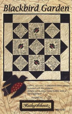 the blackbird garden quilt pattern is featured in this book, with an image of a bird