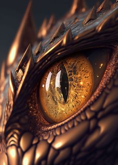 the eye of a dragon with gold colored eyes