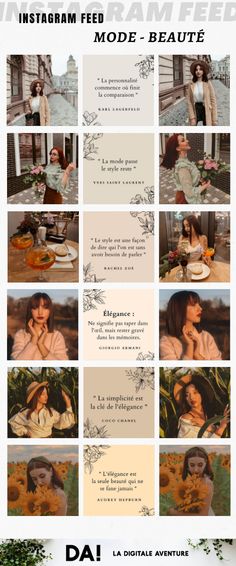 an advertisement for the instagramm feed, with images of women sitting at a table