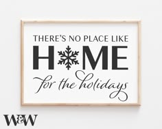 there's no place like home for the holidays printable wall art by waw