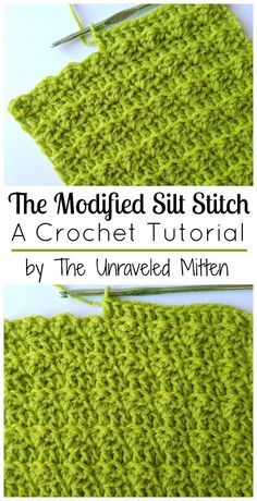 the modified knit stitch is shown in green