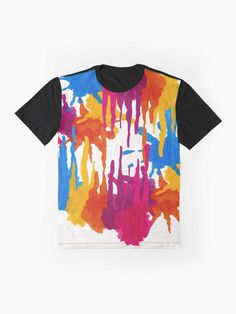 a t - shirt with colorful paint splattered on it