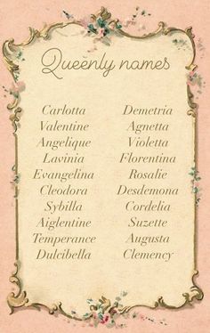 an ornate frame with the names of different languages on it's side, in pink and