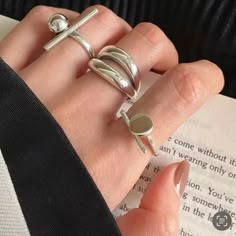 New Sterling Silver Punk Ring Nice Packaging Fast Shipping Silverchunky Rings, Edgy Rings Grunge Silver, Nail Rings Silver, Silver Ring Set Chunky, Chunky Silver Rings Stacked, Grunge Rings Silver, Ring Party Jewelry, Index Finger Rings, Geometric Nail