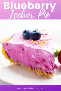 a blueberry icebox pie on a white plate