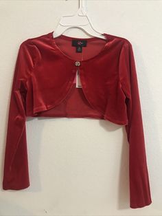 iz Byer girls cardigan Red Long Sleeve Cardigan For Party, Red Long Sleeve Party Cardigan, Girls Cardigan, Tag Sale, Bell Sleeve Top, Crop Tops, Red, Women's Top