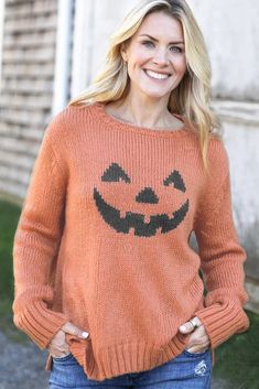 Wooden Ships Jack-O-Lantern Crew Sweater - Estilo Boutique Black Carrot, Fall Lovers, Beach Sweater, The Missing Piece, Autumn Wardrobe, Wooden Ship, Cozy Knit Sweater, Graphic Sweaters, Oversized Knitted Sweaters