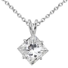 1.50ct. Princess-Cut Diamond Solitaire Pendant in 18k White Gold (I, SI2-SI3) Round Diamond Pendant, Diamond Solitaire Pendant, Diamond Tennis Necklace, Solitaire Pendant Necklace, Jewelry Pendants, Circle Diamond, Gold Diamond Jewelry, White Gold Earrings, Yellow Gold Bracelet