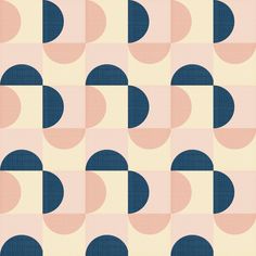 an abstract geometric pattern with blue and pink circles