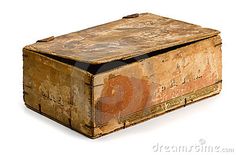 an old wooden box on a white background