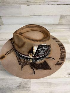 The Gambler Cowgirl Hat Custom Burned - Bourbon Cowgirl Custom Fedora For Western-themed Events, Diy Cowgirl Hats, Hat Burning Ideas, Calamity Anne, Hats Cowgirl, Womens Western Hats, Hats Design, Cowboy Hat Design, Hat Burning