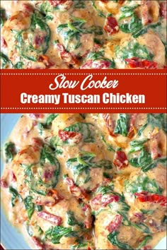 Slow Cooker Creamy Tuscan Chicken Crock Pot Tuscan Chicken, Creamy Tuscan Chicken Recipe, Tuscan Chicken Recipe, Chicken Breast Slow Cooker, Creamy Tuscan Chicken, Low Carb Slow Cooker, Tuscan Chicken, Crockpot Dishes, Chicken Slow Cooker Recipes