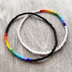 Simple Accessories Handmade, Rainbow Bracelet Beads, Minimalist Beaded Stretch Bracelet, Friendship Black Beaded Bracelets, Minimalist Beaded Bracelet With Letter Beads, Minimalist Faceted Round Beads, Halloween Bracelet, Black Beaded Bracelets, Bracelet Simple