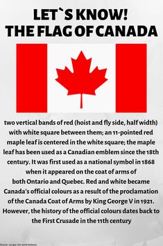 a canadian flag with the words let's know the flag of canada