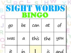 sight words bingo game for kids to practice sight words and spelling with the letter l