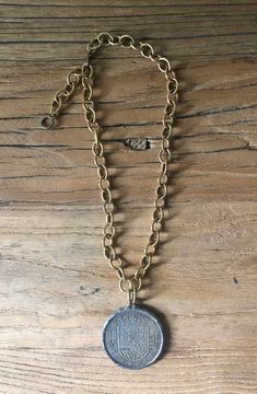 Absolutely stunning handsoldered Mexican statement coin with two-sided detail on matte gold chunky adjustable chain. -17” adjustable chain Matte Gold, Vintage Designs, Coin, Chain, Gold