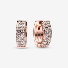 Pandora Timeless Pavé Double-row Hoop Earrings Charms Disney, Pandora Essence, Pandora Rose Gold, Pandora Earrings, Gold Diamond Hoop Earrings, Pandora Rose, Charms Pandora, Bracelet Tennis, Bracelet Pandora