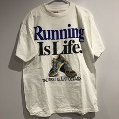 Big Ball Sports 1994 Running Is Life The Rest Is Just Details T Shirt MrDadShirt Easy 30 day return policy Vintage Running, Graphic Shirt Design, Shirt Design Inspiration, Tee Shirt Designs, Running Shirts, Apparel Design, Colorful Hoodies, Tee Design, Look Cool