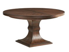 American Home Furniture | Lexington  - Silverado Palo Alto Round Dining Table Extendable Round Dining Table, Round Dining Room Sets, Traditional Dining Tables, Dining Table Dimensions, Round Dining Room, Lexington Home, Dining Table Bases, Wood Pedestal, Rustic Lodge