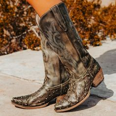 FREEBIRD STORES - WOODLAND Brown Leather Southwestern Boots, Freebird Boots Freebird Stores, Freebird Woodland Boots, Western Leather Knee-high Boots Medium Width, Brown Western Knee-high Boots With Snip Toe, Handcrafted Boots, Leather Western Boots, Bootie Boots, Shoe Jewelry