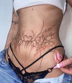 Lower Abs Tattoo, Small Tattoos Traditional, Tattoo Ideas Minimalist, Tattoos Feminine, Tattoos Quote, Tattoos Fine Line, Tattoos Floral, Tummy Tattoo, Tiger Tattoos