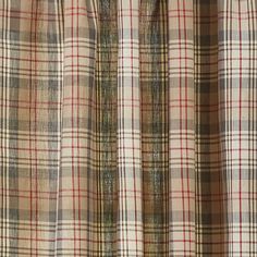 the curtain is made up of plaid fabric